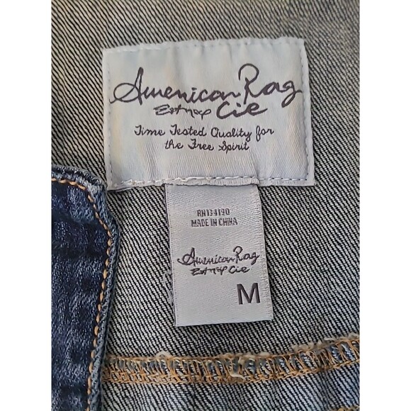 American Rag Size Medium Womens Denim Blue Denim Jean Vest Button Up Boho Hippie - Picture 4 of 7